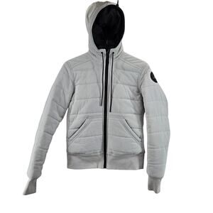 American Giant Blizzard Puffer Jacket Womens XS Extra Small Gray White Hood